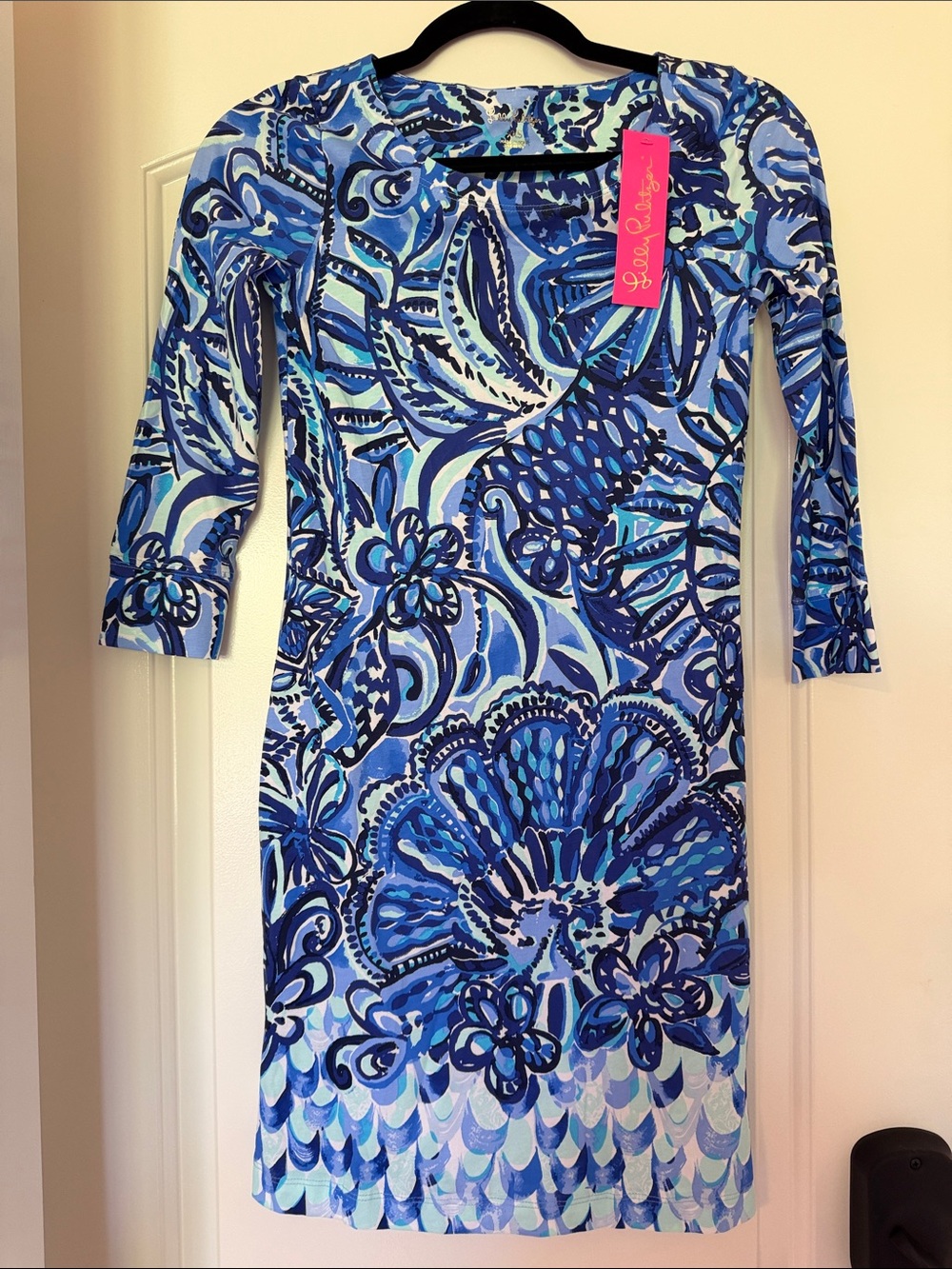 Lilly Pulitzer Blue Multi Floral Long-Sleeve Sheath Dress